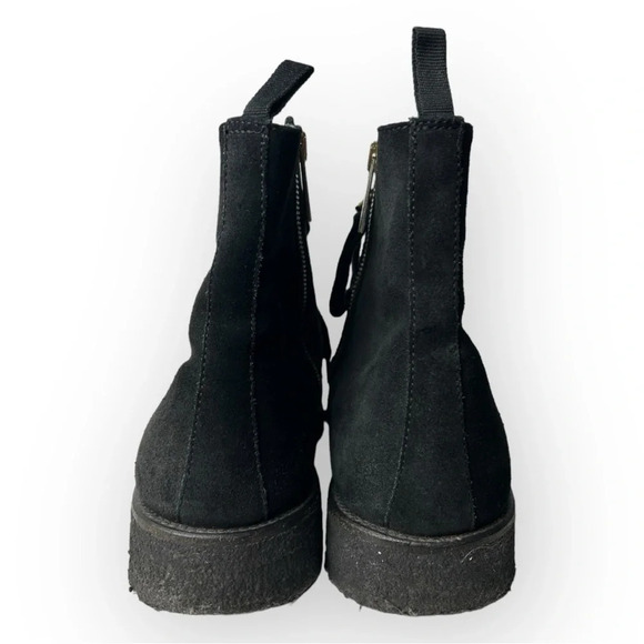 ORO Black  Crepe Leather Combat Boots 8 - Picture 6 of 9